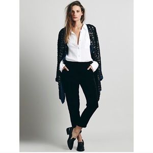 Free People Black Velvet Hollywood Trouser Pants